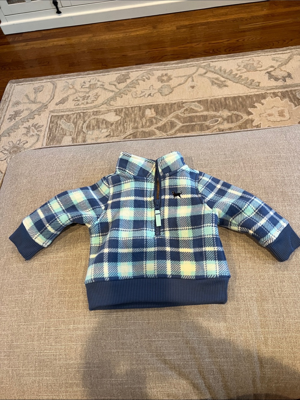 Black Dog Kids Plaid Half-Zip Pullover Sweatshirt - Blue & Light Green